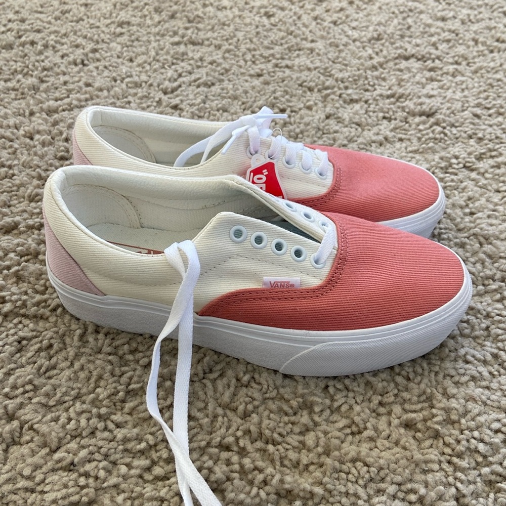 Vans Pink and White Low-Top Sneakers